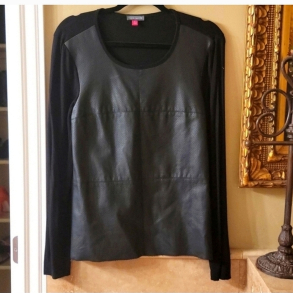 Vince Camuto faux leather top size S